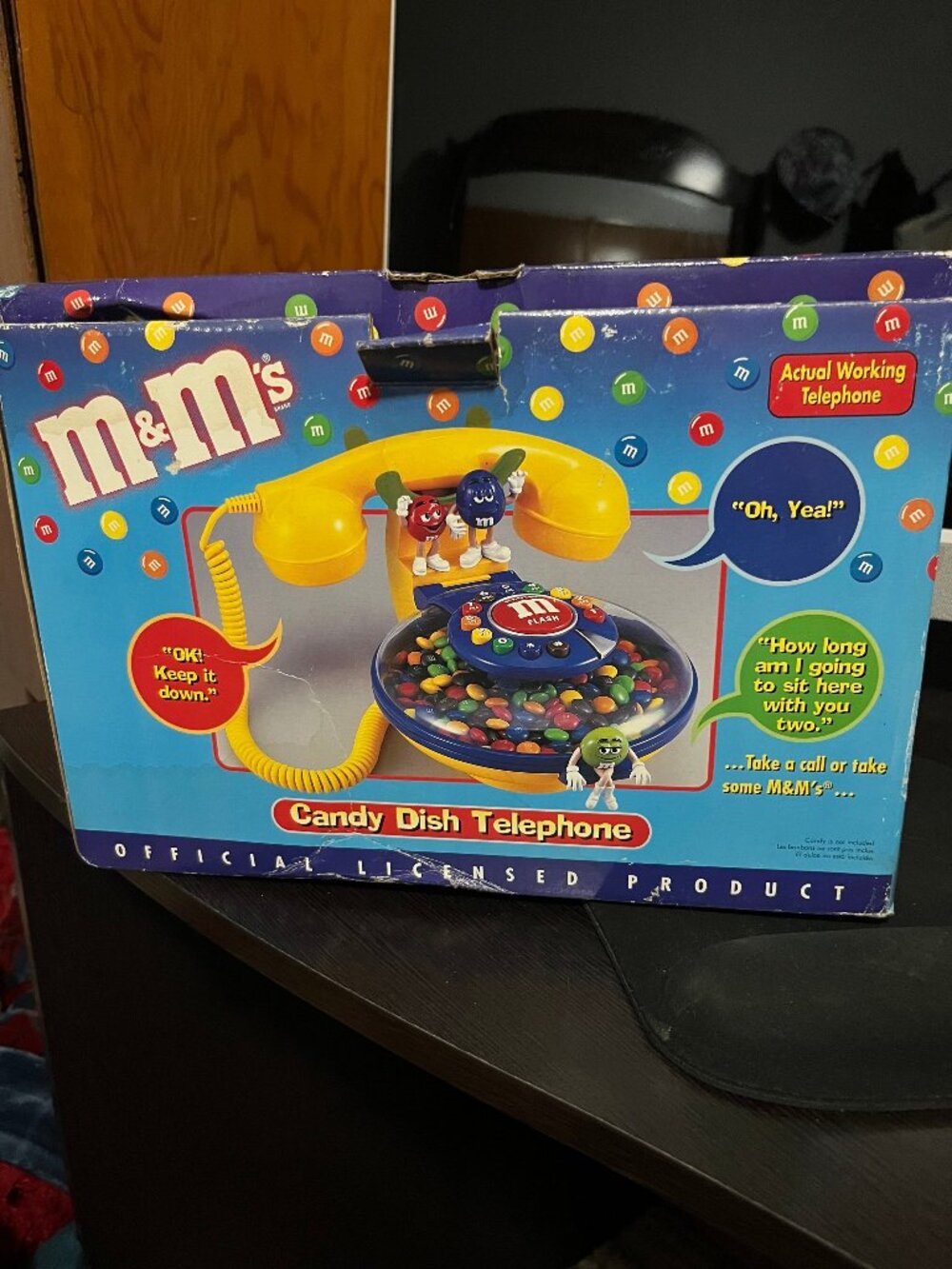 M&M's Vintage Candy Dish Telephone Actual Working Yellow Blue Phone